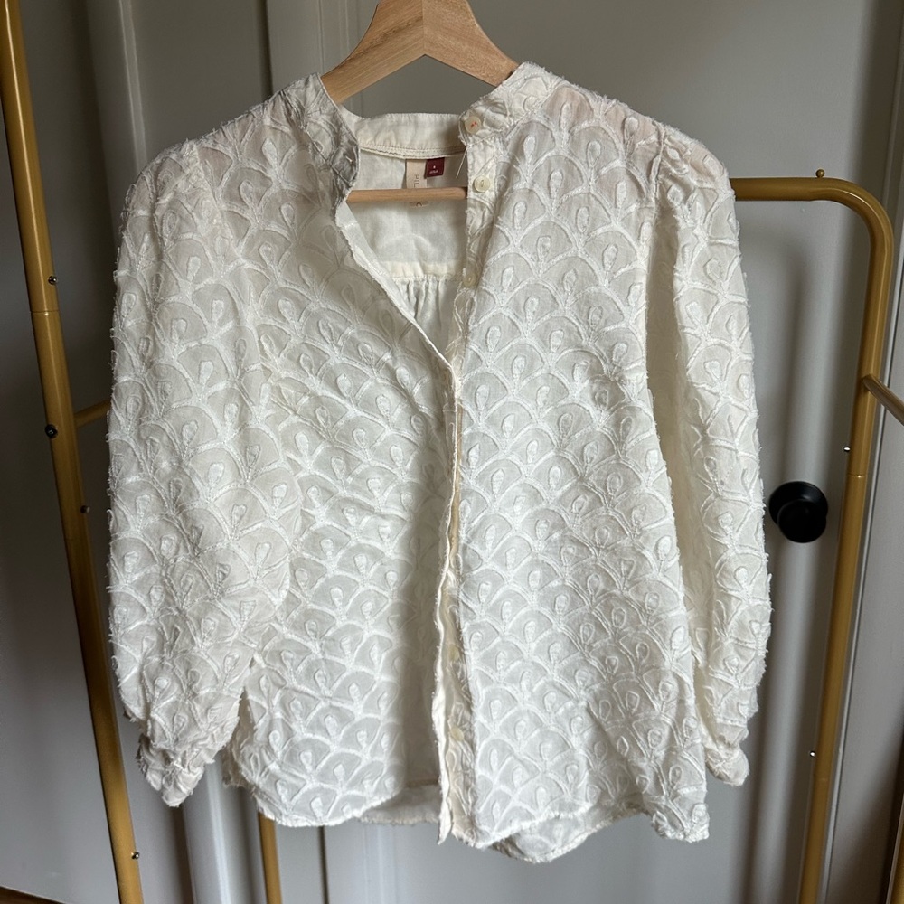 Pilcro- anthropology Cream Textured Blouse